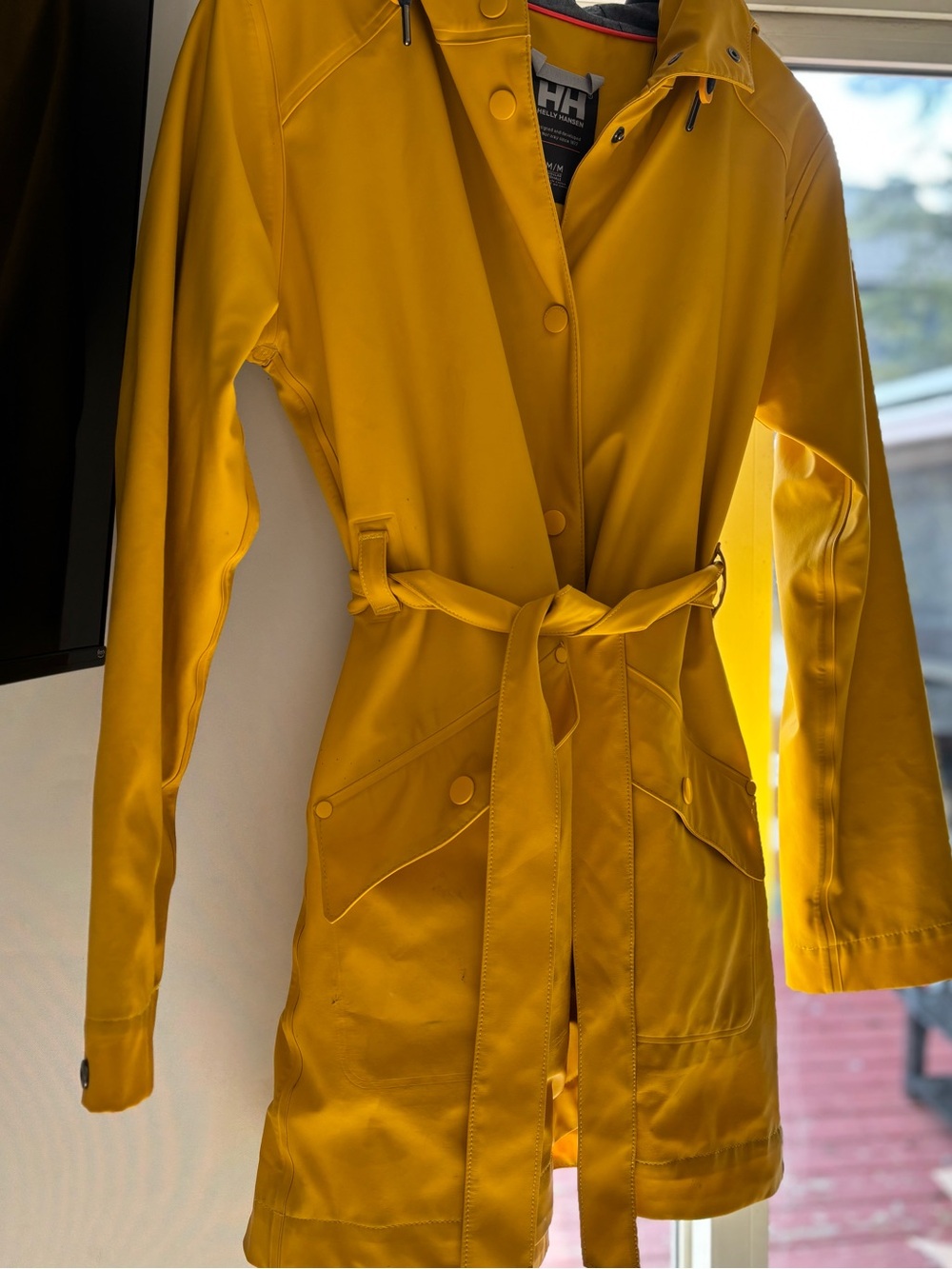 Helly Hansen Yellow Women's Trench Raincoat with Belt